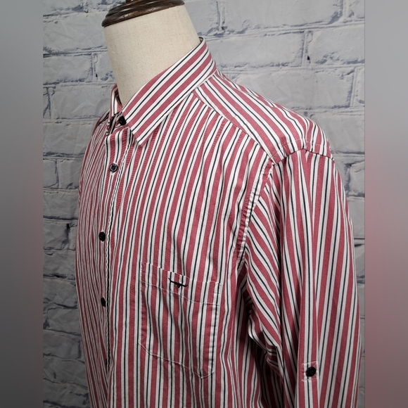 R.M. Williams Men's Button Down Striped Classic Fit Roll Tab Sleeves Logo Medium - Picture 4 of 12